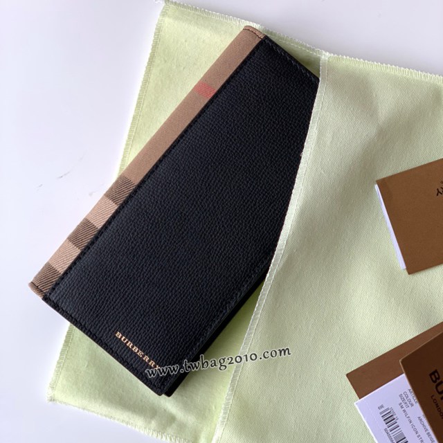 Burberry專門店新款西裝夾錢包 巴寶莉小牛皮拼格紋男士對折錢包 yxb1467